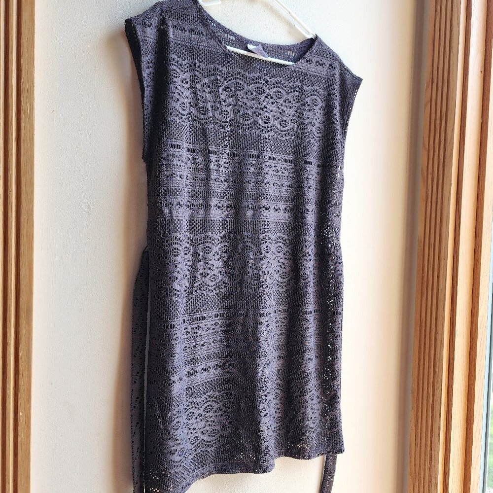 Merona Brown Lace Mesh Bathing Suit Cover-Up With Tie Size Medium